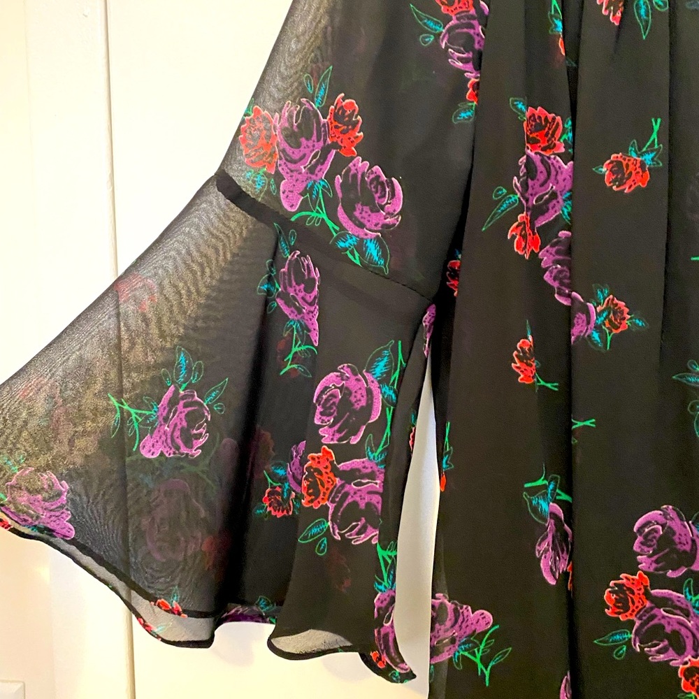 Urban Outfitters Floral Minidress with Collar and Flutter Sleeves
